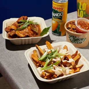 Adobo, lumpia, and fries