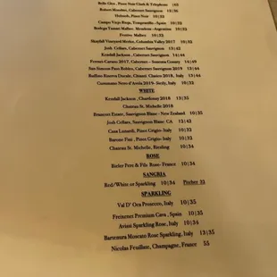 menu