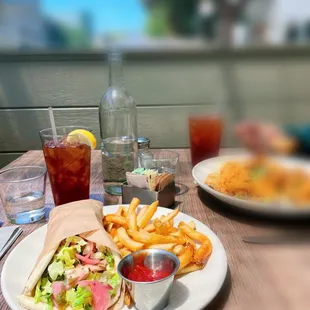 Chicken Wrap and iced tea.