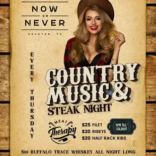 country music and steak night flyer