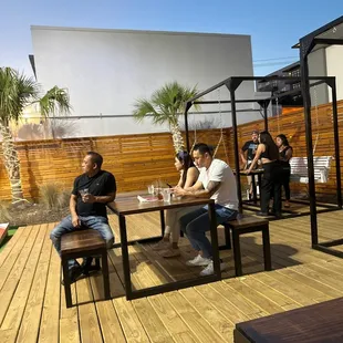 a group of people sitting at a table