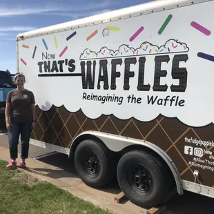 Owner Karla aka the Fudge Puppie Lady outside her food trailer.