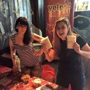 Jane and I hanging out for the Heavy Metal Flea come get some swag