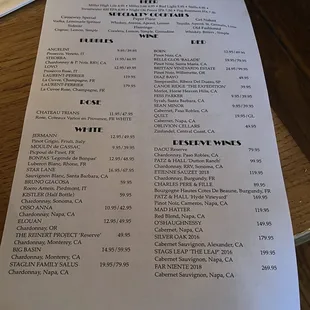 menu