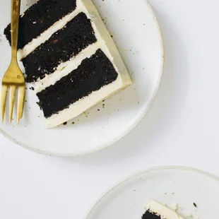 a slice of cake on a plate with a fork