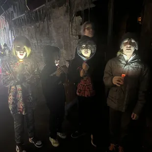 The kids were ready for the low scare walk through of the haunted house after a behind the scenes tour!