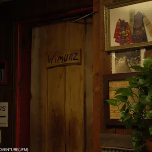 the entrance to a restaurant