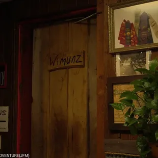 the entrance to a restaurant
