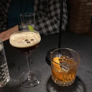Espresso martini and old fashioned