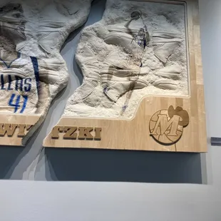 a pair of basketball memorabilia on display