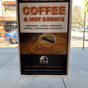 Coffee &amp; hot drinks now available