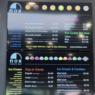 menu and prices