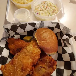 Large Fish Sandwich and Mac and Slaw.