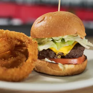 Noya Halal Chease Burger and Onion Ring.