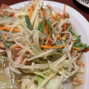 Papaya Salad - we are about half before I thought to take a picture.  Really good but I could have used some heat.