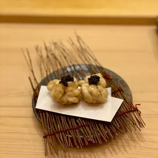 Tempura catfish with caviar