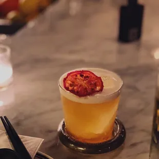 Transparent tomato cocktail