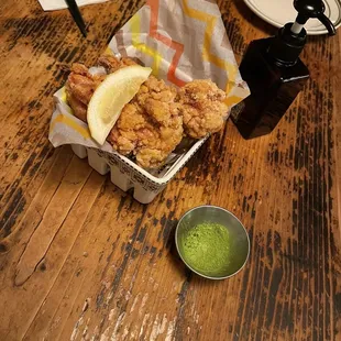 Karaage with matcha salt