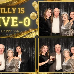 Bring out the fun with our photo booth. Family possing for photo booth.