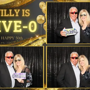 Couple having fun with our photo booths at Visalia Country Club
