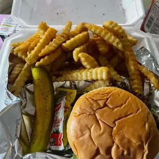 Burger &amp; fries for Ernie