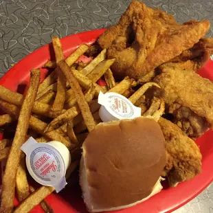 Fried chicken are awesome, but French fries are not so good.