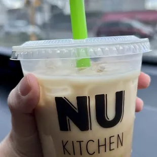 Iced chai with oat milk