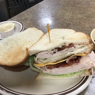 Monster size Club Sandwich... deli turkey meat but still yummy...