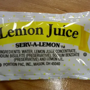 a packet of lemon juice
