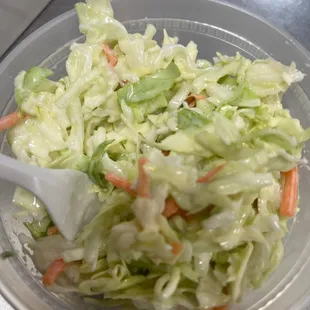 Very good coleslaw 10/10 recommend this to anyone who stops in great flavor!