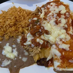 Combo meal - chicken tamale and bean burrito