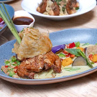 Cornish game hen green curry &amp; roti