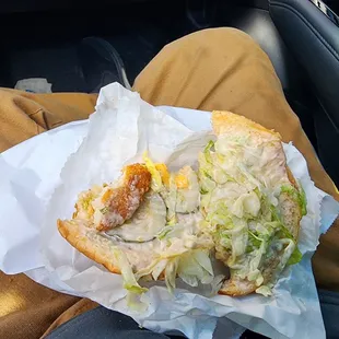 What&apos;s left of the chicken patty vs the bun