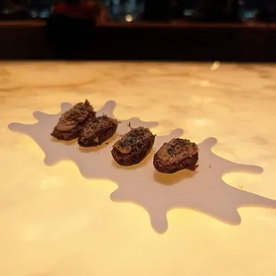 Dates, foie ganache, lemon