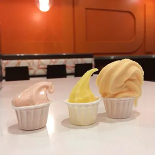 georgia peach, doles pineapple, and WOAH mango tango. Oops! It came out too fast! (Sample cups upon request.)