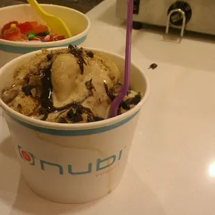 My cup- creme brulee + toppings