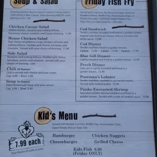 Menu as of 10/6/2023