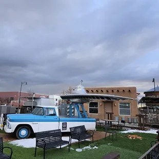 One side of outdoor seating