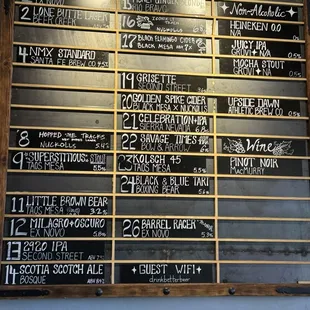 Current drink offerings