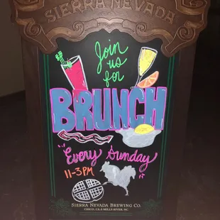 a sign for a brunch