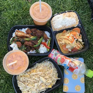 Pad Thai, Crispy Chicken Basil Rice Plate, Red Curry