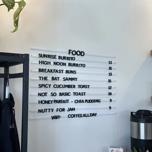 Food menu