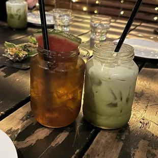 Watermelon iced teas and thai green tea