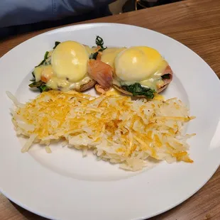 Salmon Florentine w/ home fries.