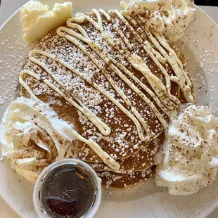 Breakfast Cinnamon Bun Pancakes