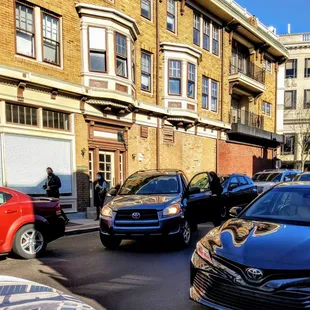 If you are not able to parallel park, do not park in the middle of the road to run in for your takeout order.