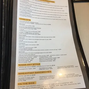 the breakfast menu