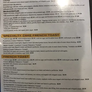 Menu - French toast