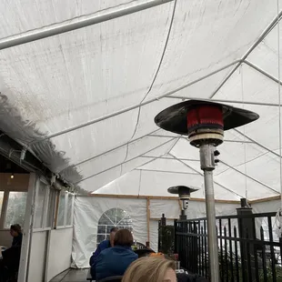 an outdoor dining area