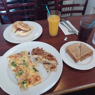 Omlette and Bacon egg and cheese sammie, June 2024